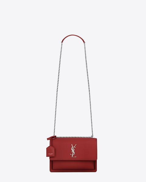 Medium Sunset Bag In Lipstick Red Leather