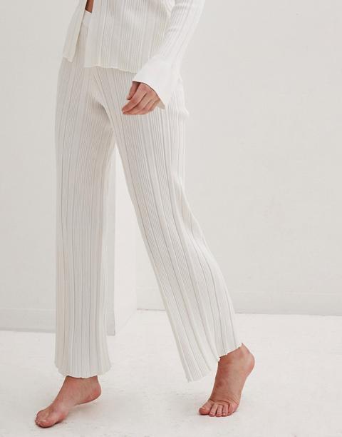 4th & Reckless Knitted Wide Leg Trouser In White