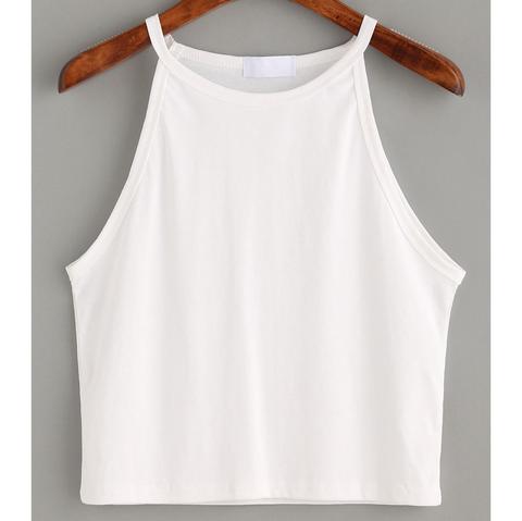 Top Cami Cuello Alto -blanco from SheIn on 21 Buttons