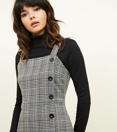 side button pinafore dress