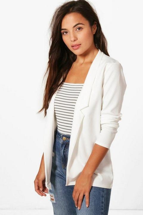 Womens Petite Notch Detail Oversized Blazer - White - 4, White