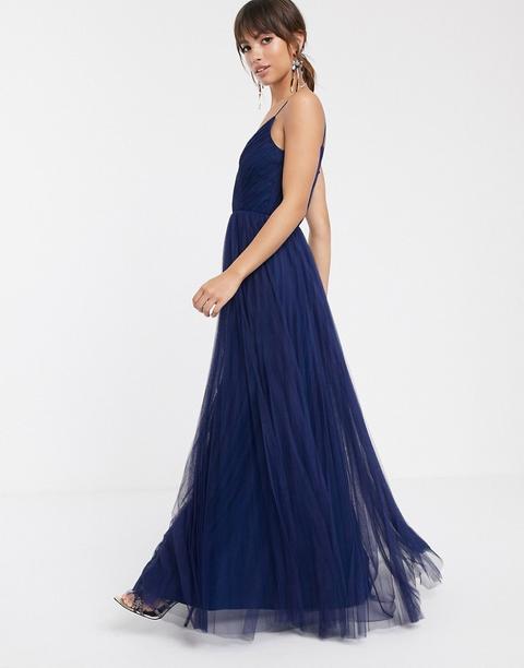 cami pleated tulle maxi dress