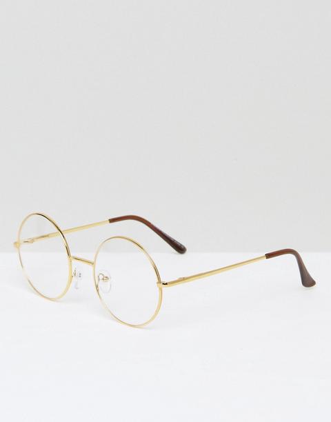 Gafas Redondas Con Lentes Transparentes De 7x