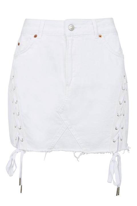 Moto Denim Lace Up Skirt