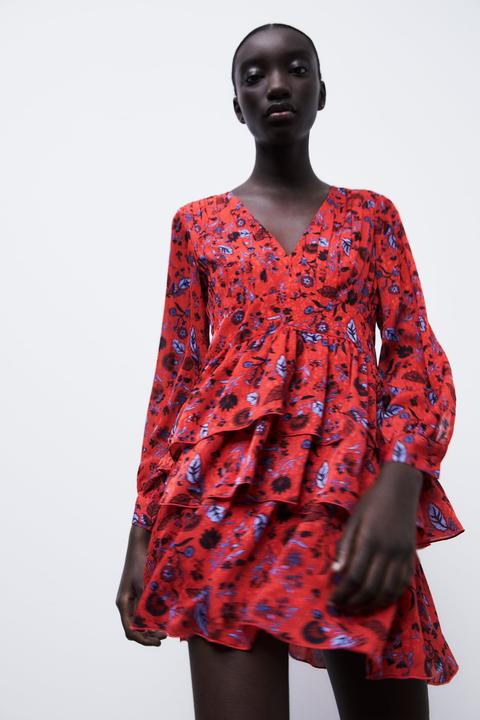 Vestido Estampado Volantes