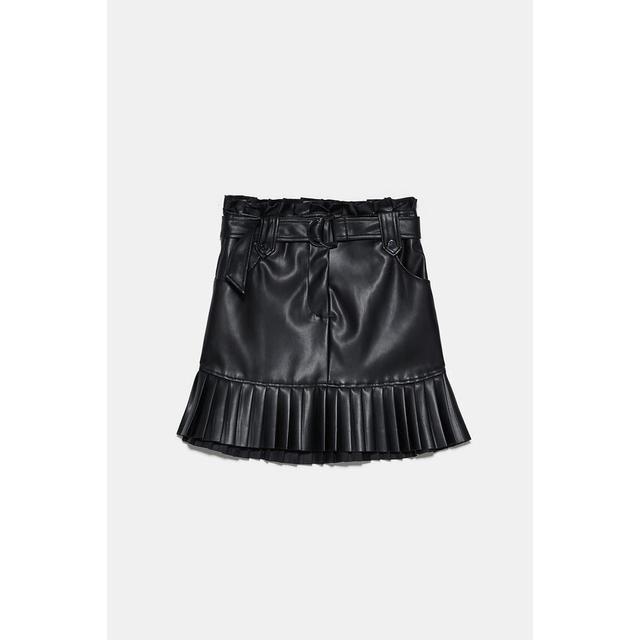 zara pleated faux leather skirt