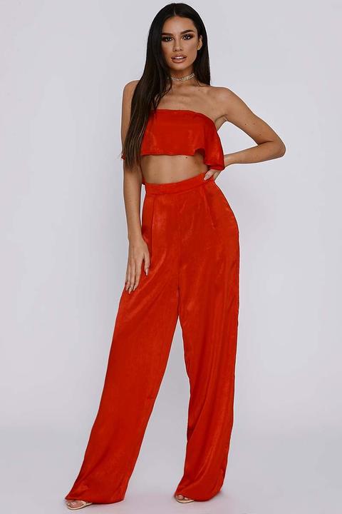 Red Trousers - Sarah Ashcroft Tall Red Satin Palazzo Trousers