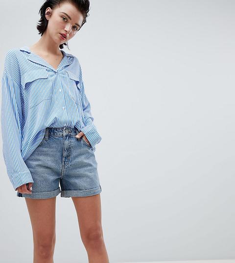 Weekday – Blaue Boyfriend-shorts Mit Hochgerolltem Saum