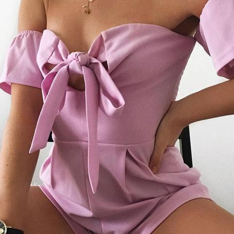 Lilac Bardot Tie Front Playsuit