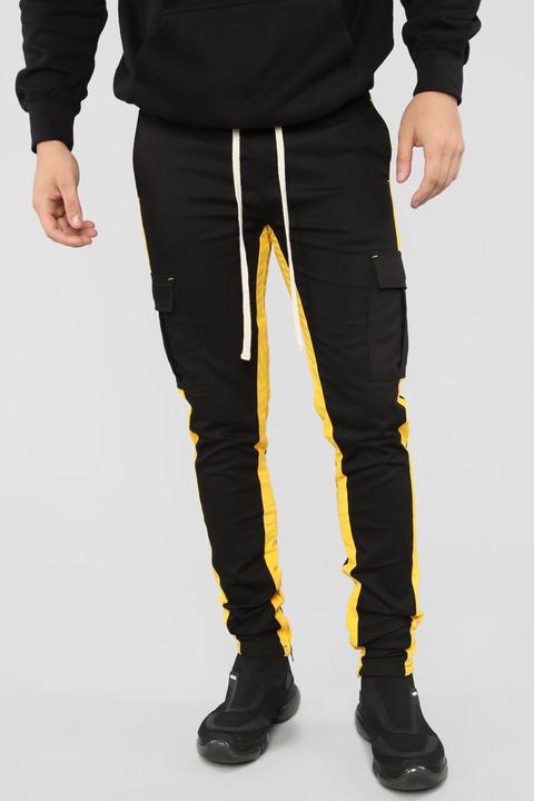 black and yellow cargo pants