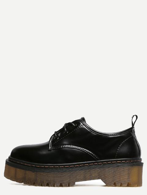 Zapatos De Suela De Goma Con Cordón Negro