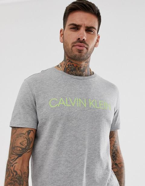 Calvin Klein - T-shirt De Plage Avec Logo - Gris Chiné
