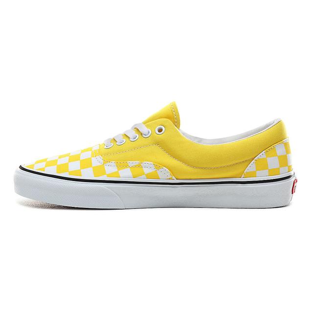 Yellow And White Checkerboard Vans 