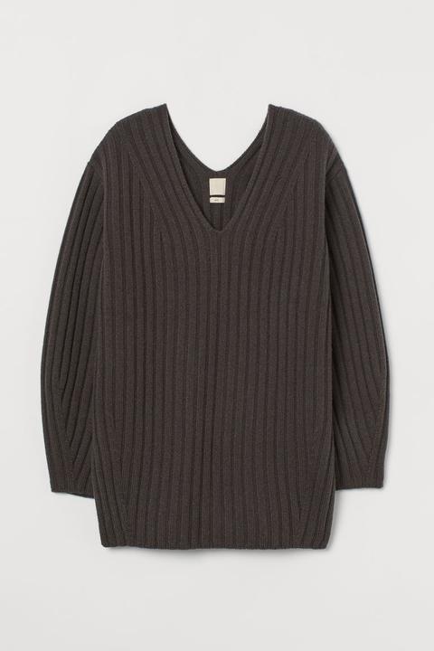 Ribbed Wool Jumper - Grey