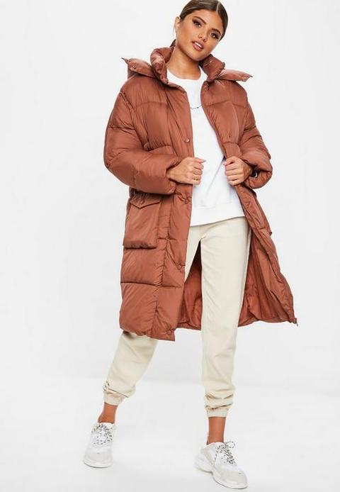 Rust Longline Puffer Jacket, Rust