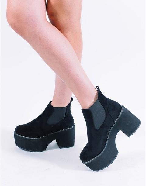 Botines Negros Con Plataforma