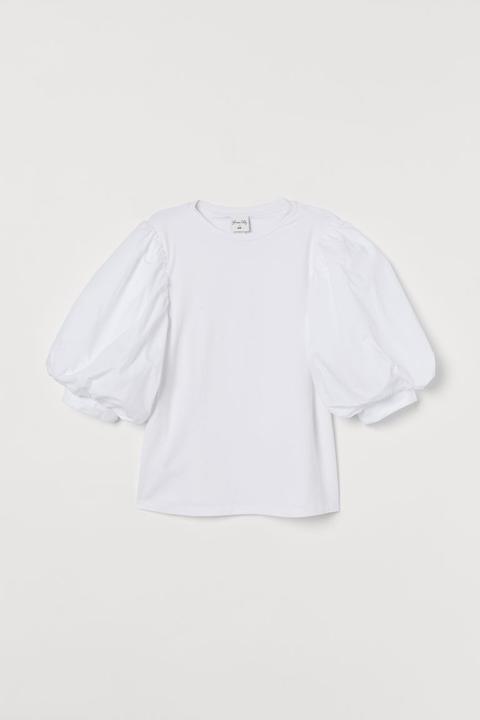 Puff-sleeved Top - White