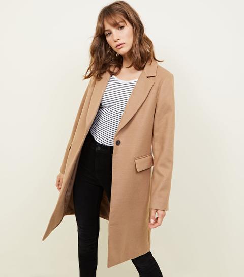 Camel Single Breasted Formal Coat New Look