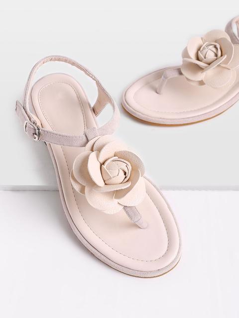 Flower Detail Toe Post Sandals