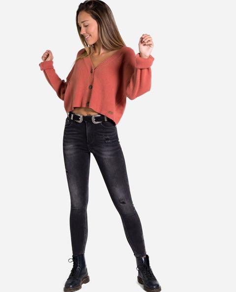 Vaquero Skinny Rotos · Gris Oscuro