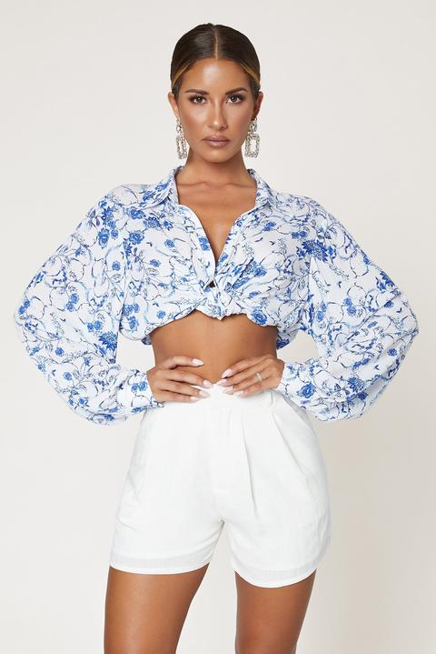 Olivia Blouson Sleeve Linen Shirt - Baroque
