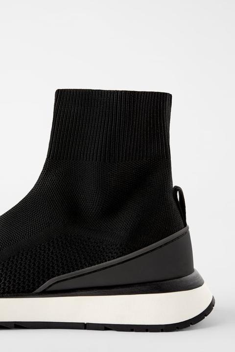 Sock-style High Top Sneakers Zara on 21 Buttons