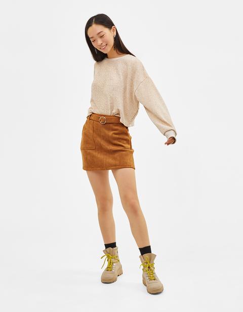 cropped chenille sweater