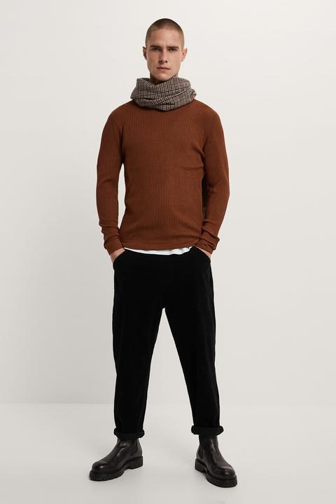 Ribbed High Neck Sweater