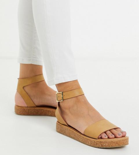 Sandalias Con Plataforma Plana Gruesa En Color Natural Forlong De Asos Design Wide Fit-neutro