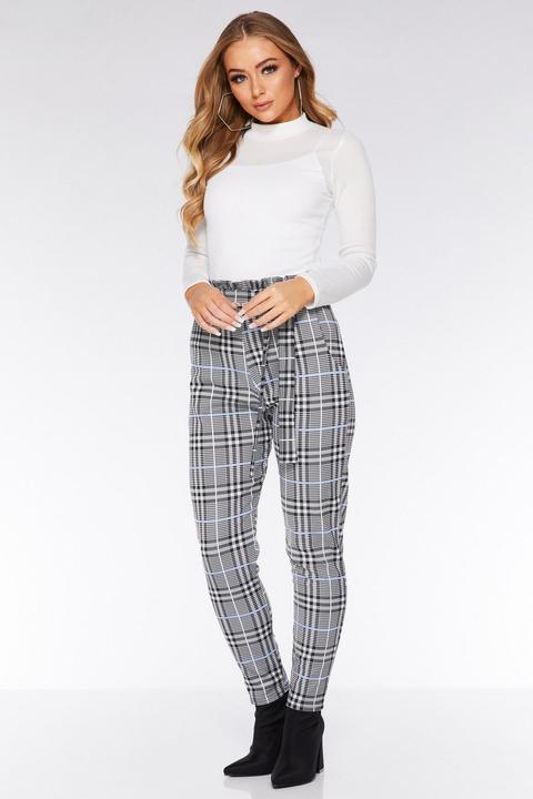 Checked Paper Bag Trousers –