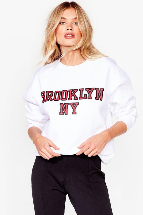 Sweat Oversize À Impression Brooklyn Ny - Blanc - M, Blanc