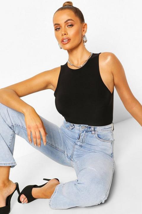 Womens Double Layer Slinky Bodysuit - Black - 16, Black