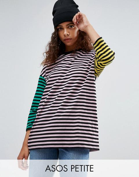 Asos Petite Cutabout Colourblock Stripe Oversized Top