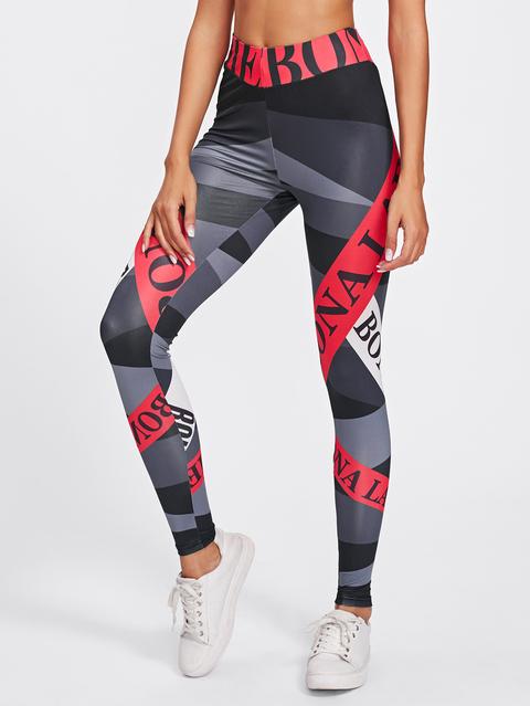 Leggings Con Stampa Di Lettera