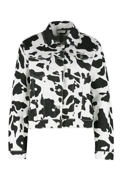 cow print denim jacket