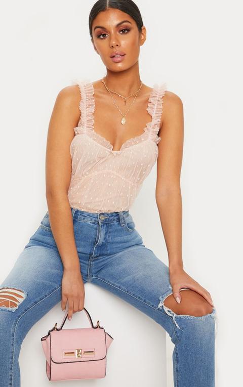 Blush Dobby Mesh Frill Bodysuit