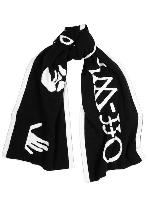 Off-white Black Logo-intarsia Wool Scarf