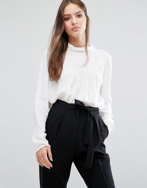 Selected - Blusa Con Collo Alto - Bianco