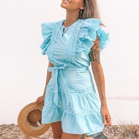 light blue frill dress