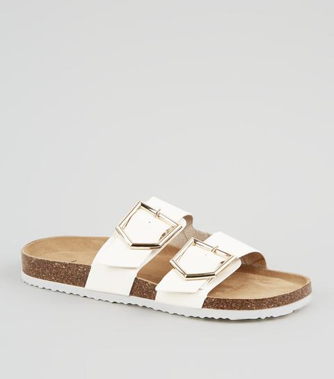 white buckle sliders