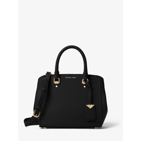 Mk Benning Medium Leather Satchel - Black - Michael Kors