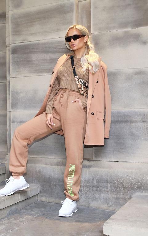 Camel Woven Oversized Longline Button Detail Blazer