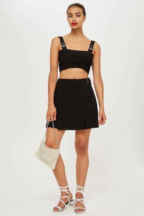 Womens Popper Mini Kilt - Black, Black