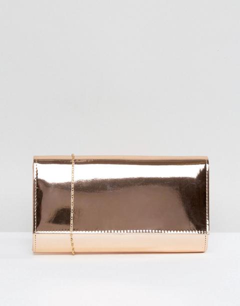 Bolso Clutch Metalizado Con Solapa De Chi Chi London