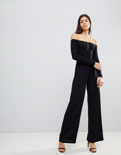 Asos Design - Pantaloni Sinuosi Con Fondo Ampio - Nero