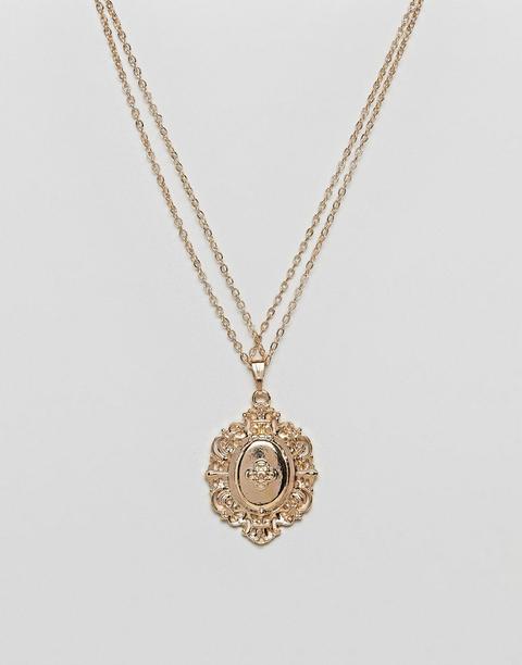 Asos - Collana Con Medaglione Stile Vintage - Oro