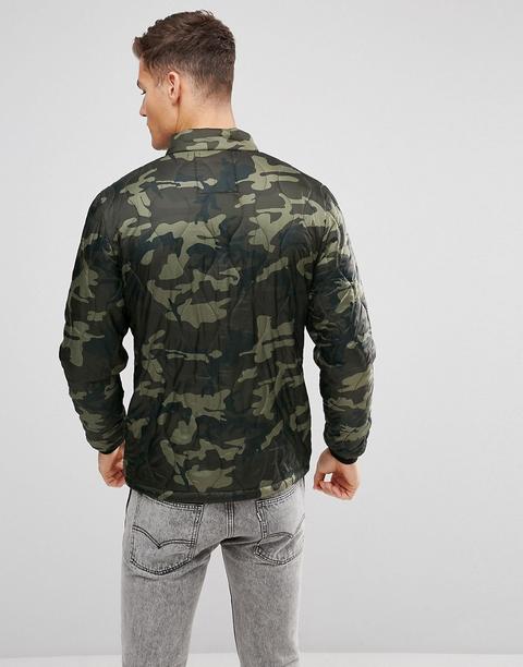 Chaqueta Con Estampado De Camuflaje De Esprit-verde