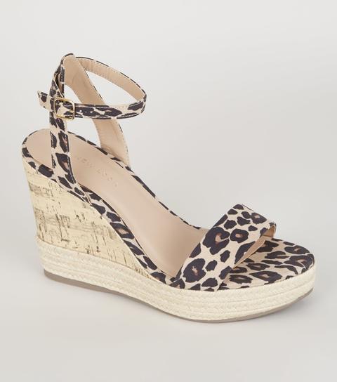 leopard print cork sandals