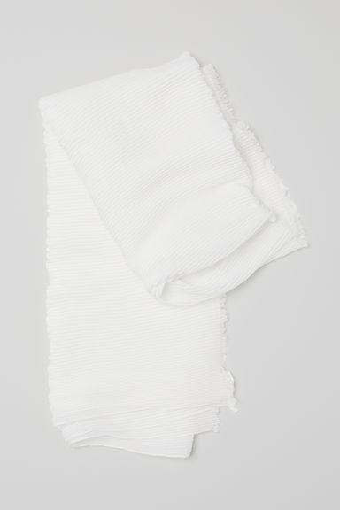 H & M - Pleated Scarf - White