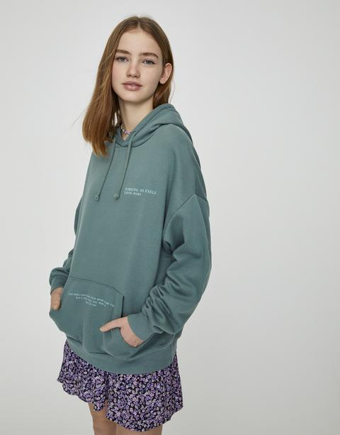 Sudadera Verde Texto Contraste